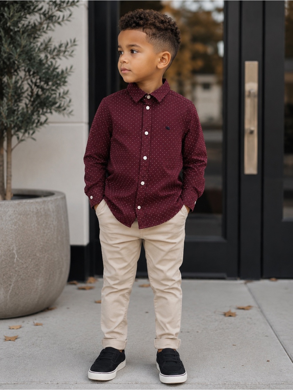 H&M polka dot button down shirt 3-4 years